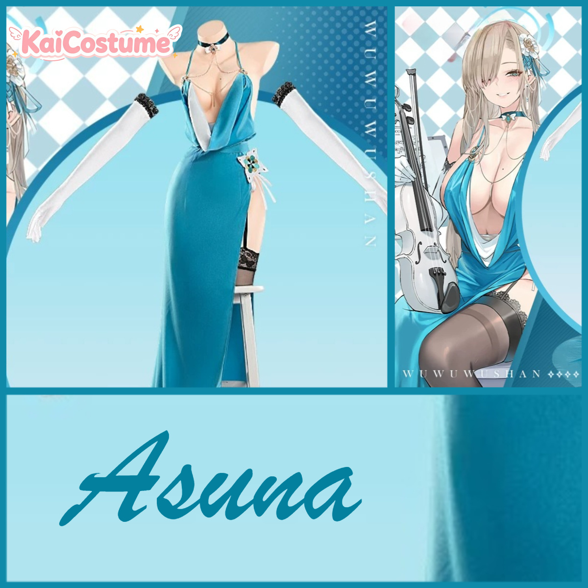 Anime Cosplay Photoshoot - Costume Cosplay Completo Asuna Blue Archive