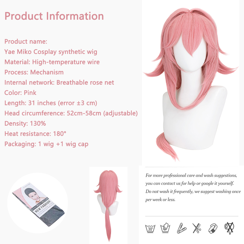 Parrucca Cosplay Yae Miko Rosa - Anime Cosplay Photoshoot recensione e prezzo